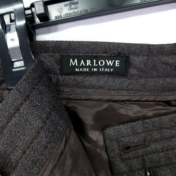 Marlowe Wool Dress Pants Womesn 8 Wide Leg Brown Designer Made In Italy - Picture 7 of 14